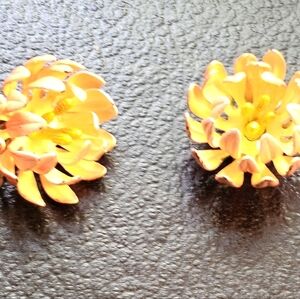 Floral Gold Earrings Chunky